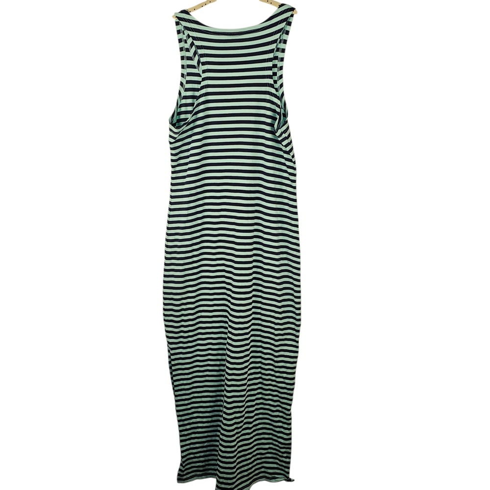 STS Sail To Sable Womens Navy Green Striped Maxi‎ Tank Dress Medium - Picture 2 of 4